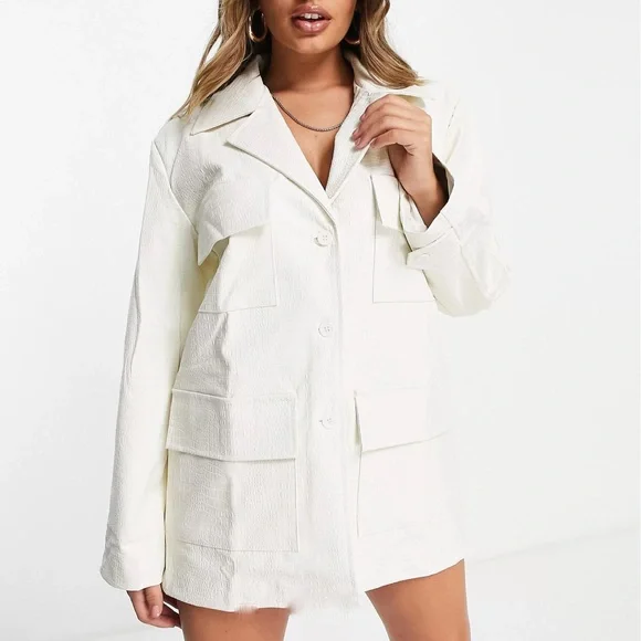 slim fit dress slacks Halla Faux Leather Blazer Dress main image 0